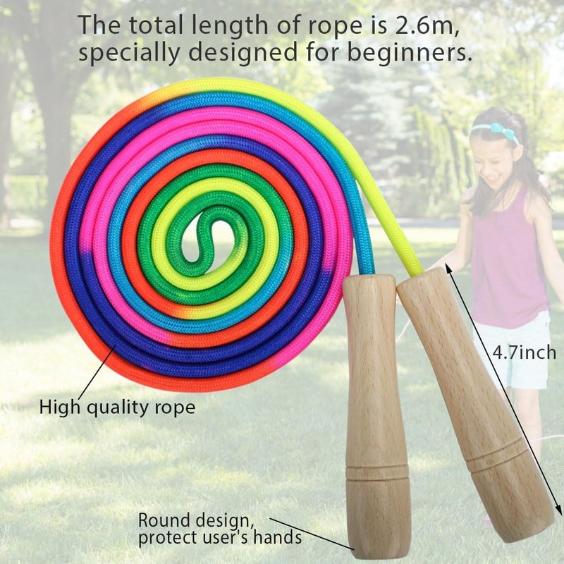 AUMCDIK Jump Rope for Kids, Adjustable Toddler Jump Rope with Wooden Handle and Cotton Rope, Cute Skipping Rope for Boys and Girls Fitness Workout Exercise 8.5 Ft(Pink) - Image 5